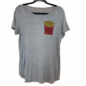 Gaze “Fries” Grey Scoop-neck Short Sleeve Top